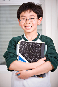boy with books