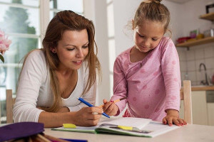 mom and child studying